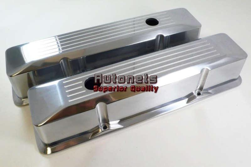 Recessed polished tall aluminum small block chevy sbc valve covers ball milled