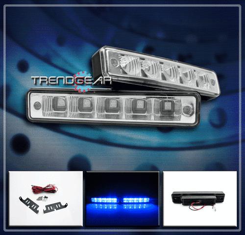 Universal 5-led blue 6"drl daytime running head fog lights acura audi chevy bmw