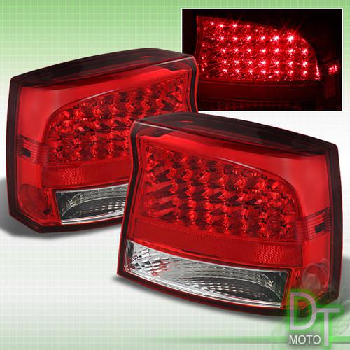 2005-2008 dodge charger red clear led tail brake lights lamps pair left + right