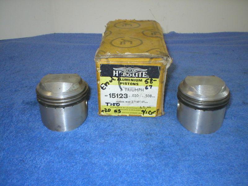 Nos hepolite pistons #15123 t100 triumph 58 thru 67 +020 9/1 compression