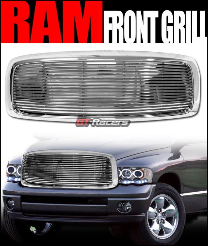 Chrome horizontal sport front hood bumper grill grille 2002-2005 dodge ram truck