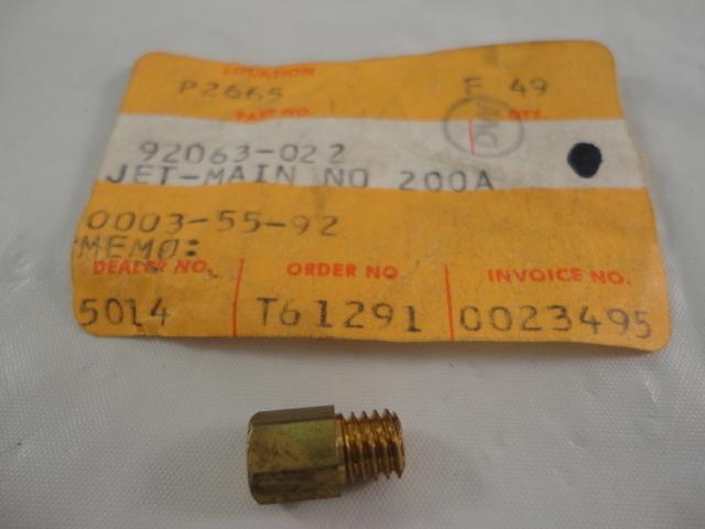 Nos kawasaki jet main no 200a  kx60 1983 - 2002  kx80  z1  w2  f7   92063-022