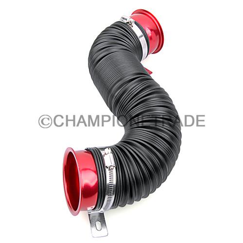 Red 3" 76mm car multi flexible expandable cold air intake pipe tube hose hot