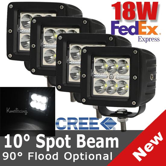 4pcs 18w cree spot/flood beam led work light offroad lamp 4wd 4x4 ce 10-30v utb