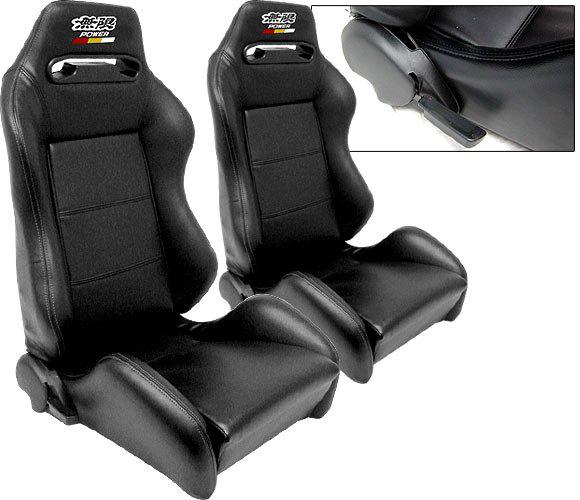 1 pair black leather racing seats reclinable all honda & acura