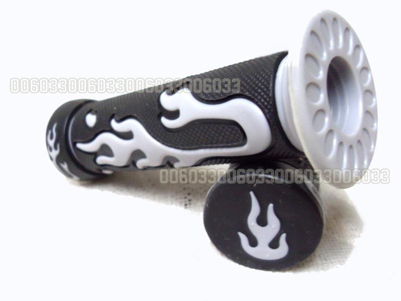 Hand grips fit universal handle bar flame rubber grey