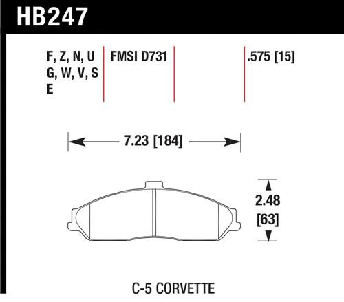 Hawk performance hb247f.575 disc brake pad corvette corvette (canadian) gto xlr