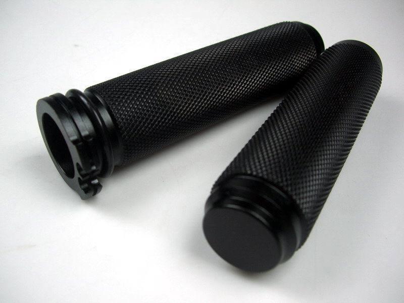 Harley chopper bobber oldschool black knurled grips t