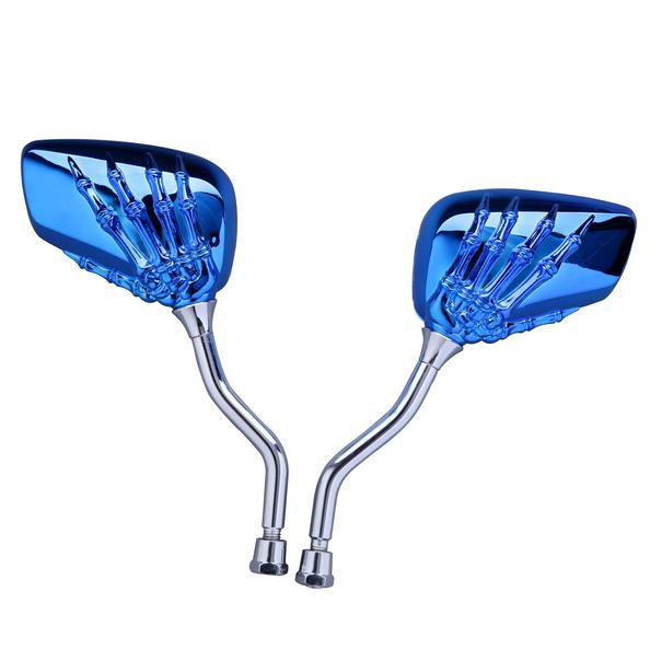 Left &right rear view mirrors for suzuki vz800 vs800 vz1500 skeleton hand blue