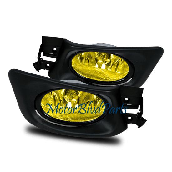 04-05 honda accord sedan fog lights w/wiring kits & switch yellow left+right set