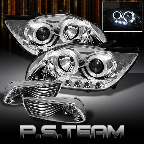 05-07 scion tc halo projector led headlights +clear bumper fog lights lamps