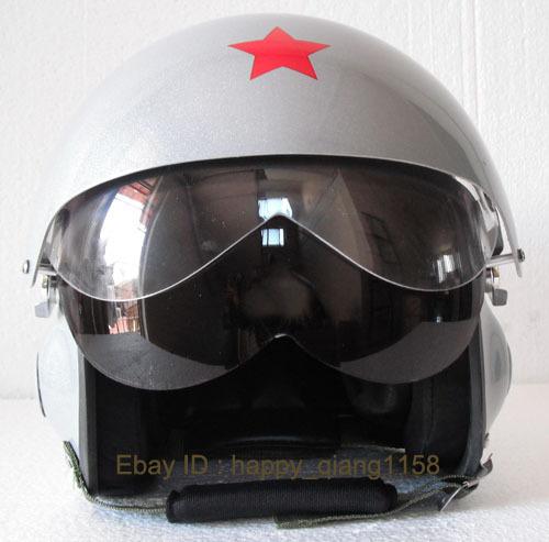 Chinese flight pilot air force vespa jet open face motorcycle silver gray helmet