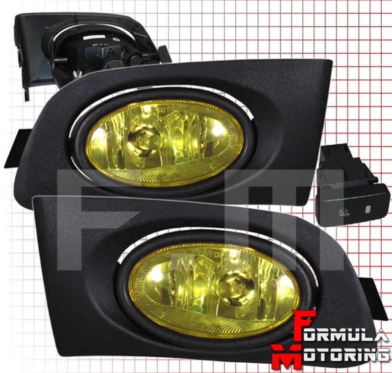 Honda civic em2 01-03 yellow lens front bumper fog lights lamps+wring kit+switch