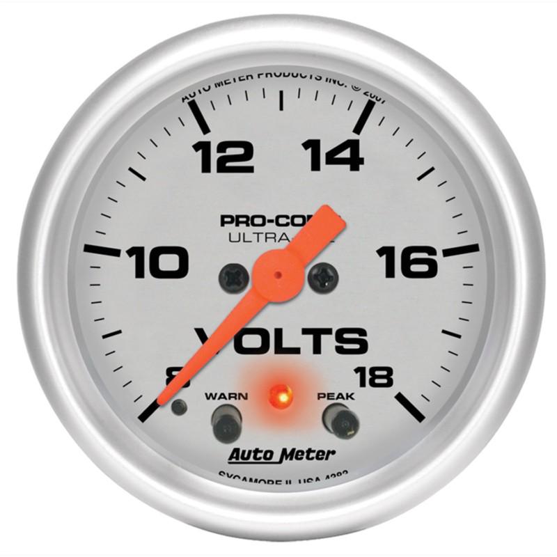 Auto meter 4383 ultra-lite; electric voltmeter gauge
