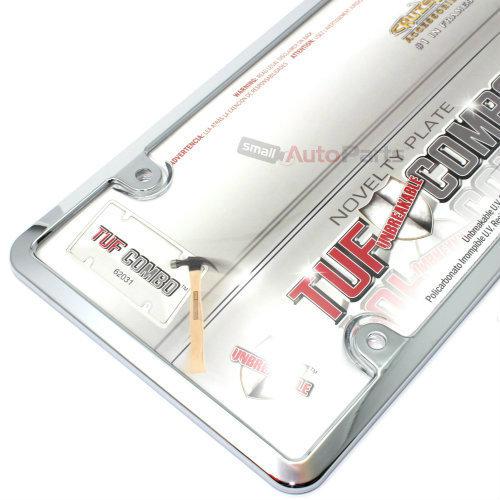 Chrome plastic license plate tag frame + clear tough shield cover for car-truck