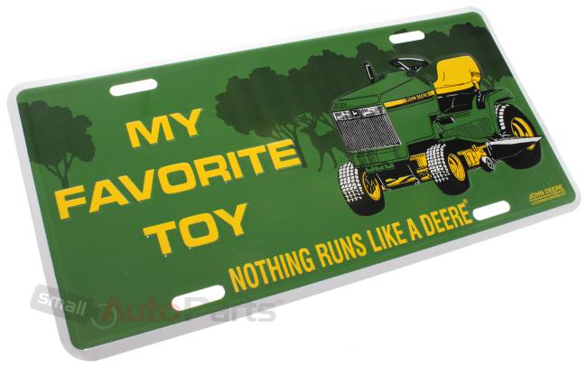 John deere my favorite toy license plate aluminum stamped embossed metal tag