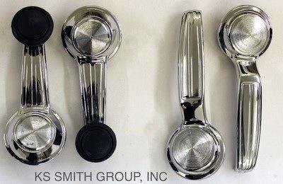 1967-1972 chrome chevy/gmc truck door handles + window cranks, full set w/clips