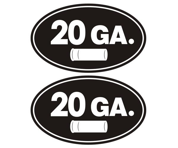 20 gauge ammo can decal set 3"x1.8" oval ga shell shotgun sticker zu1