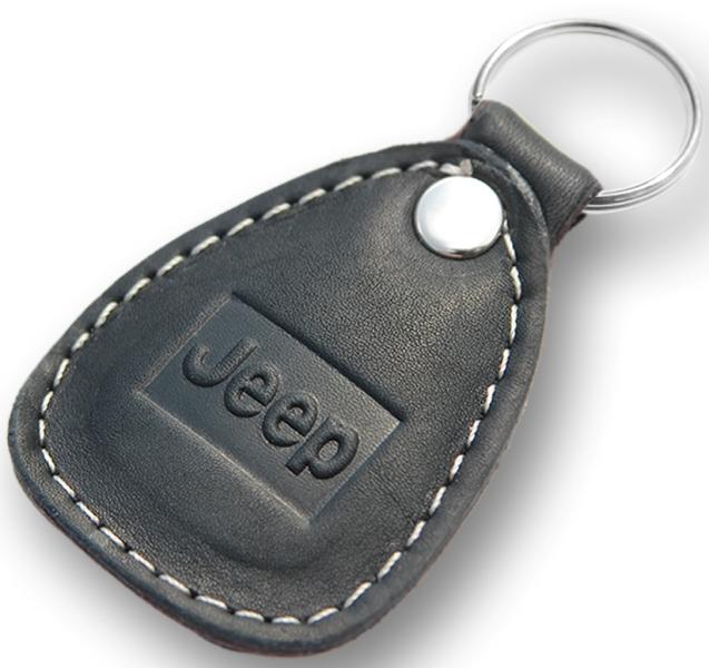 New leather black / white keychain car logo jeep auto emblem keyring