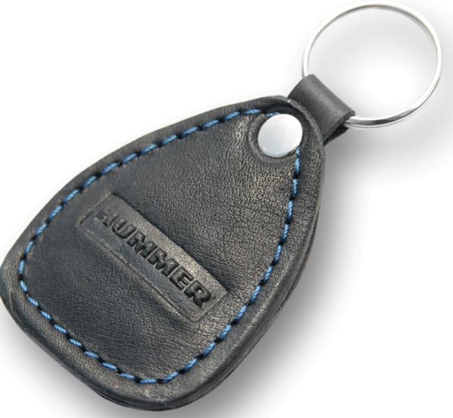 New leather black / blue keychain car logo hummer auto emblem keyring