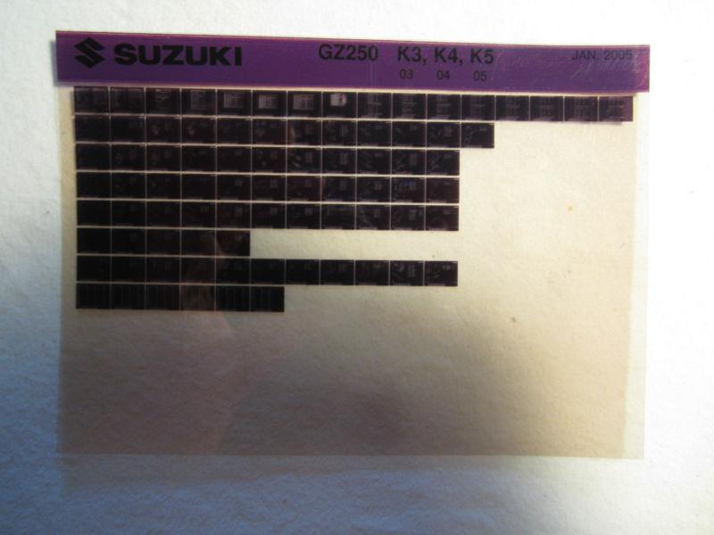 2003-2005 suzuki motorcycle gz250 k3 k4 k5 microfiche parts catalog gz 250 2004