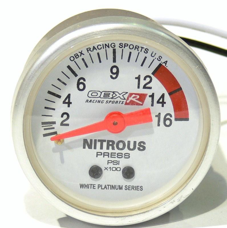 52mm obx nitrous pressure gauge,white face,flat face