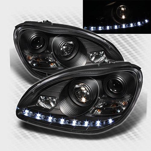 Hid version 00-05 benz w220 s-class led projector headlights black head lights