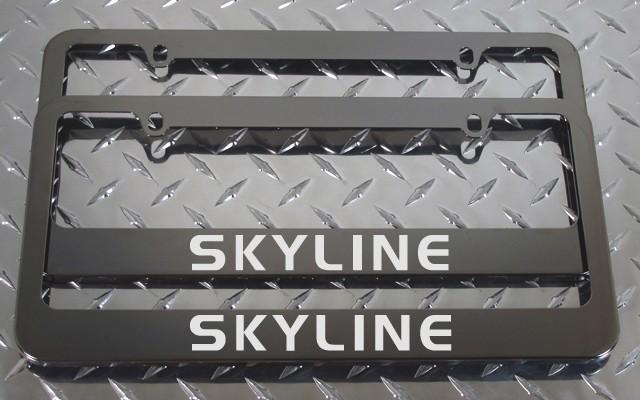 2 brand new nissan skyline gunmetal license plate frame + screw caps