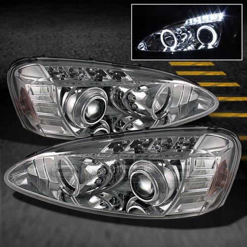 04-08 pontiac grand prix clear dual halo projector led headlights lamps pair