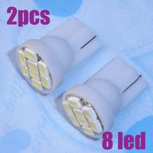 2 white t10 8 smd led license plate light bulbs 194 168