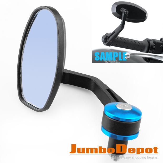 Blue motorbike reversible handlebar end rearview mirror fits 7/8''honda suzuki