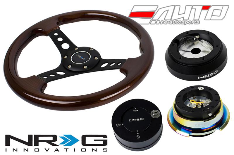 Nrg 330mm brown wood bk o spoke steering wheel 160h hub 2.8 bkmc release lock mb