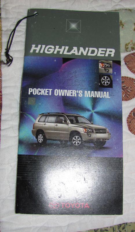 2001 toyota highlander pocket owner's manual