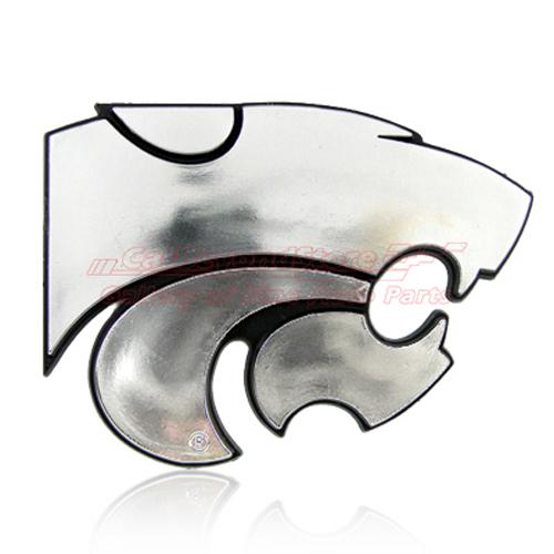 Kansas state university 3d chrome car emblem, easy install, licensed + free gift