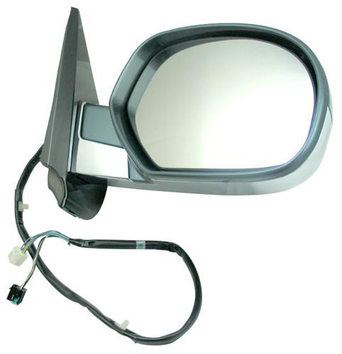 New gm passenger side view mirror; gray & chrome, manual folding