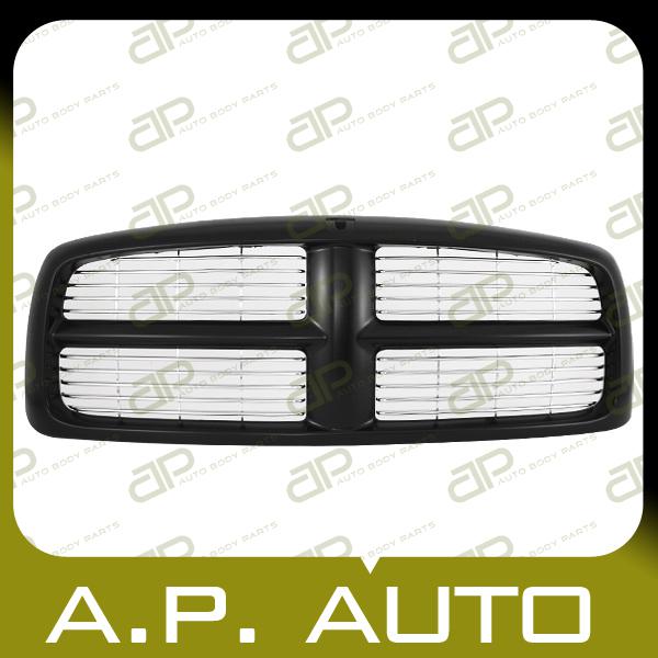 New grille assembly 02-05 dodge ram 1500 2500 3500 black frame chrome insert