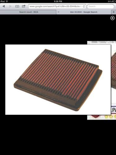 K&n high flow replacement reusable / cleanable air filter element 33-2044