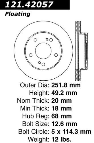 Centric 121.42057 front brake rotor/disc-c-tek standard rotor-preferred