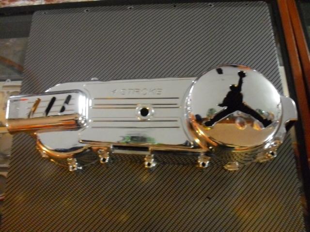 Scooter 150cc gy6 engine chrome long crank cover with decal