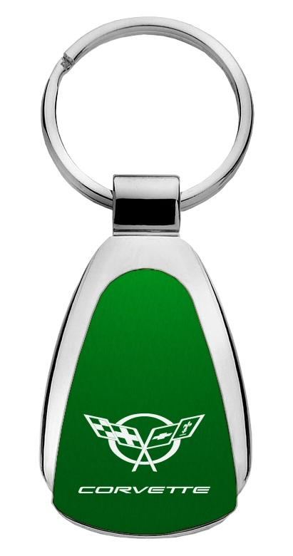 Chevrolet chevy corvette c5 green green tear drop keychain ring tag logo lanyard