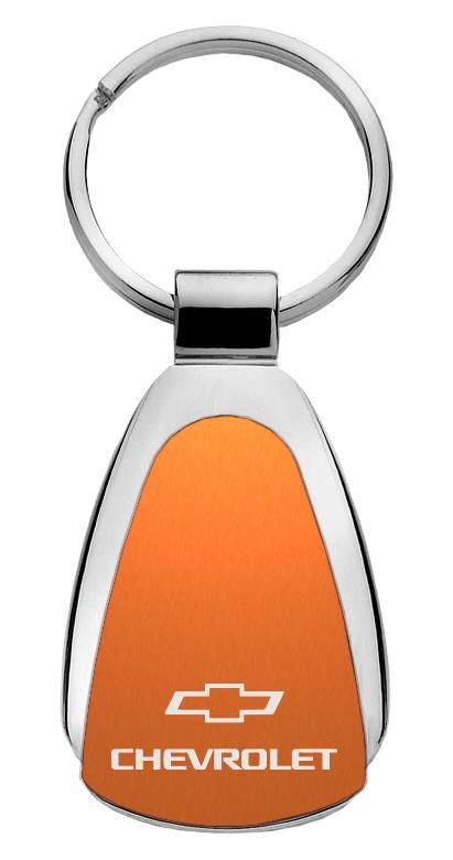 Chevrolet orange tear drop metal key chain ring tag key fob logo lanyard