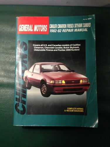 General motors cavalier/cimarron/firenza/skyhawk/sunbird 1982-92 repair manual