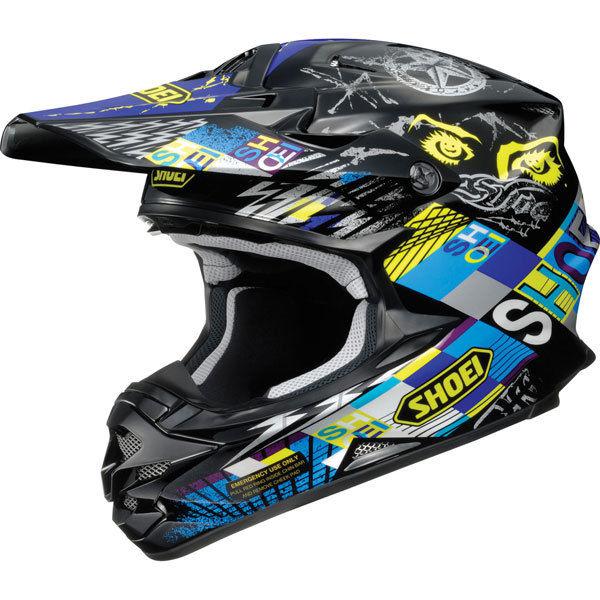 Black/yellow/blue l shoei vfx-w krack helmet 2013 model