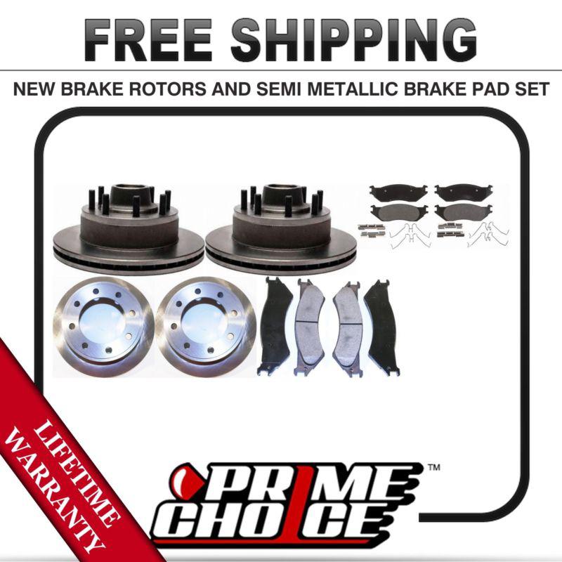 Front + rear kit (4) brake rotors & (8) brake pads with lifetime warranty