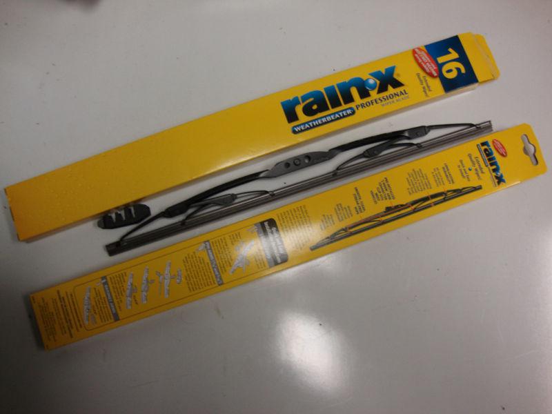 2 new rain x weatherbeater metal frame wiper blades size 16" & 16"