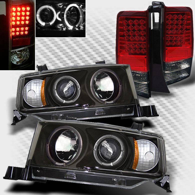 04-06 scion xb twin halo led projector headlights+led tail lights lamp pair set