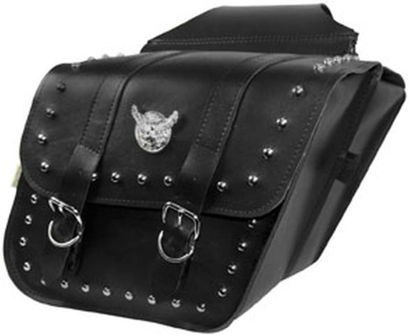 New willie & max compact studded slant saddlebags, black, 12" x 9.5" x 5.5"