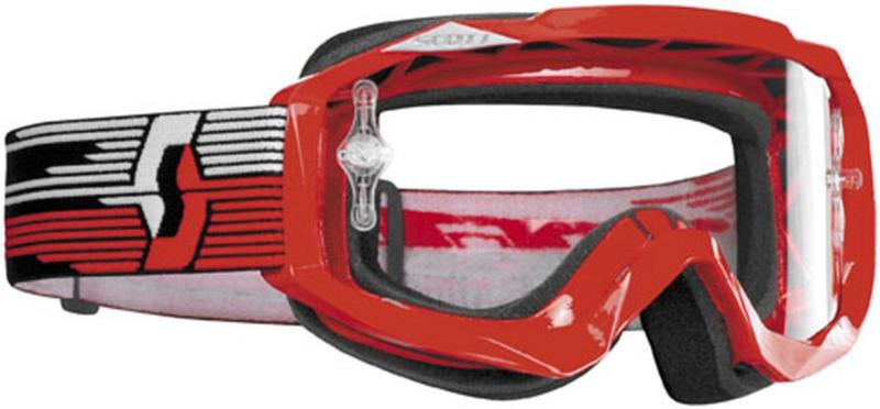 New scott hustle w/ clear works lens adult goggles, red, one size