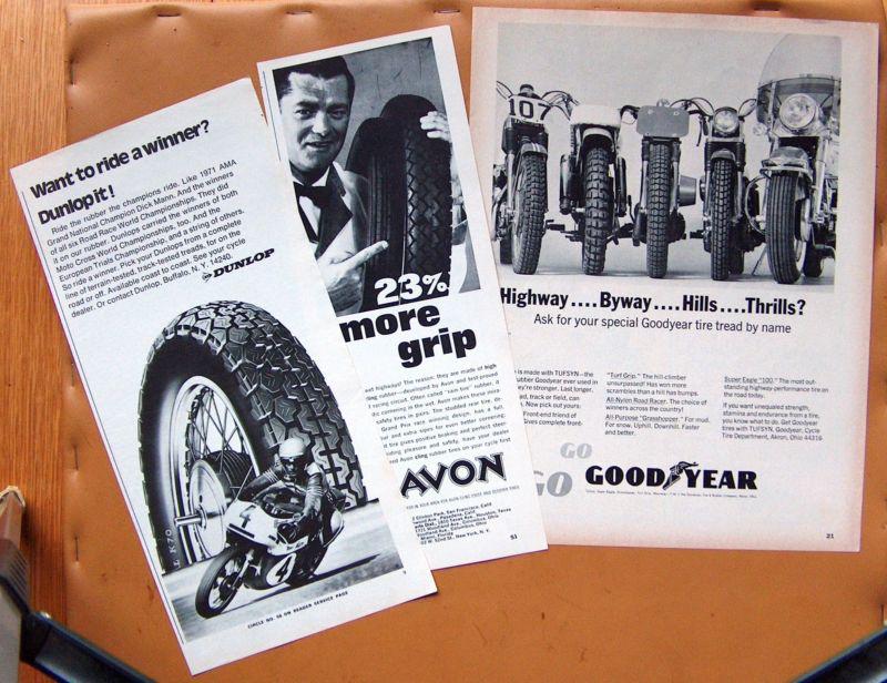 0049   3 vintage 1960's dunlop, avon, and goodyear tire ads!