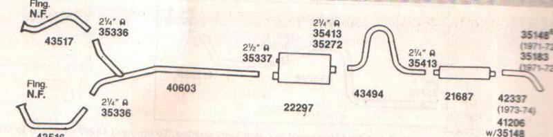 1971-1974 cadillac exhaust, 304 stainless, without resonator, eldorado only